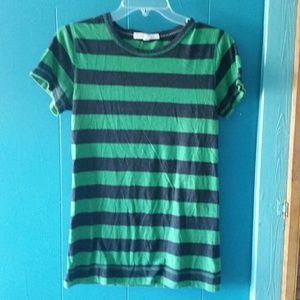 Forever 21 Green & Black Horizontal Stripe T-Shirt